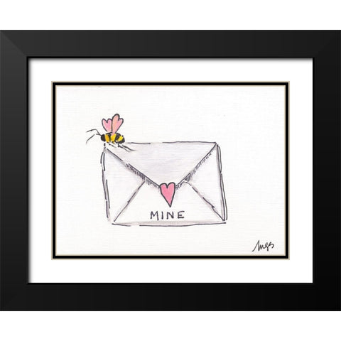 Valentine Letter Black Modern Wood Framed Art Print with Double Matting by Strong, Molly Susan