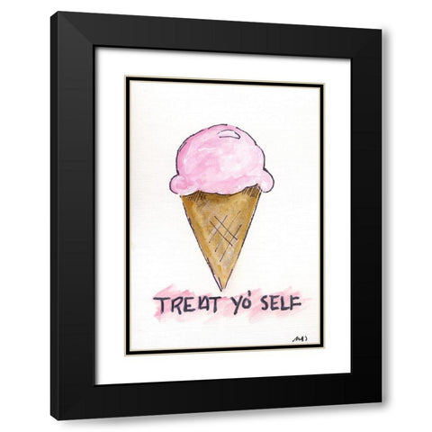 Treat Yo Self Black Modern Wood Framed Art Print with Double Matting by Strong, Molly Susan