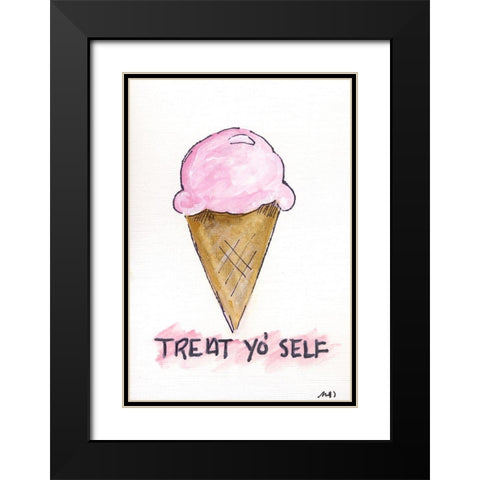 Treat Yo Self Black Modern Wood Framed Art Print with Double Matting by Strong, Molly Susan