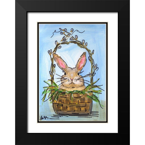 Bunny Basket Black Modern Wood Framed Art Print with Double Matting by Strong, Molly Susan