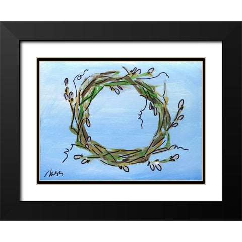 Wreath Black Modern Wood Framed Art Print with Double Matting by Strong, Molly Susan