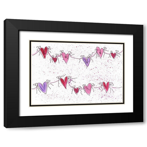 Love Hearts Black Modern Wood Framed Art Print with Double Matting by Strong, Molly Susan