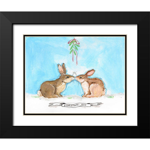 Snow Bunnies Black Modern Wood Framed Art Print with Double Matting by Strong, Molly Susan