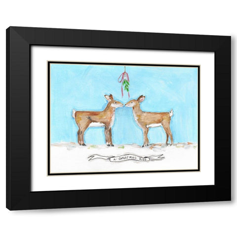 Deer Kiss Black Modern Wood Framed Art Print with Double Matting by Strong, Molly Susan