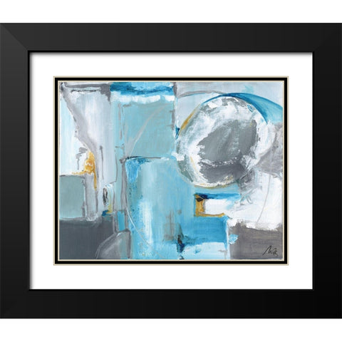 Blue Abstract Black Modern Wood Framed Art Print with Double Matting by Strong, Molly Susan