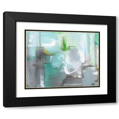Green Abstract Black Modern Wood Framed Art Print with Double Matting by Strong, Molly Susan
