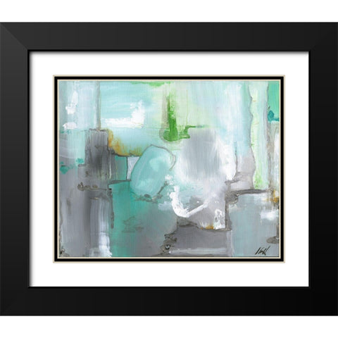 Green Abstract Black Modern Wood Framed Art Print with Double Matting by Strong, Molly Susan