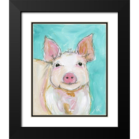 Pig Black Modern Wood Framed Art Print with Double Matting by Strong, Molly Susan