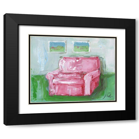 Pink Chair Black Modern Wood Framed Art Print with Double Matting by Strong, Molly Susan