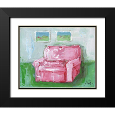 Pink Chair Black Modern Wood Framed Art Print with Double Matting by Strong, Molly Susan