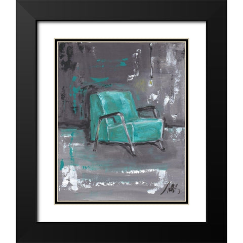 Green Chair Black Modern Wood Framed Art Print with Double Matting by Strong, Molly Susan