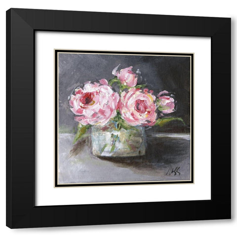 Roses Black Modern Wood Framed Art Print with Double Matting by Strong, Molly Susan