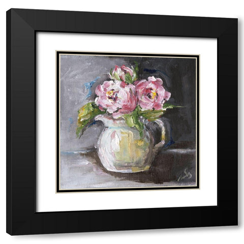 Roses II Black Modern Wood Framed Art Print with Double Matting by Strong, Molly Susan