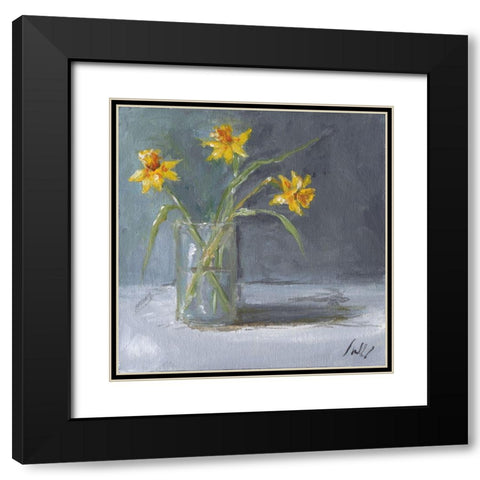 Daffodils Black Modern Wood Framed Art Print with Double Matting by Strong, Molly Susan