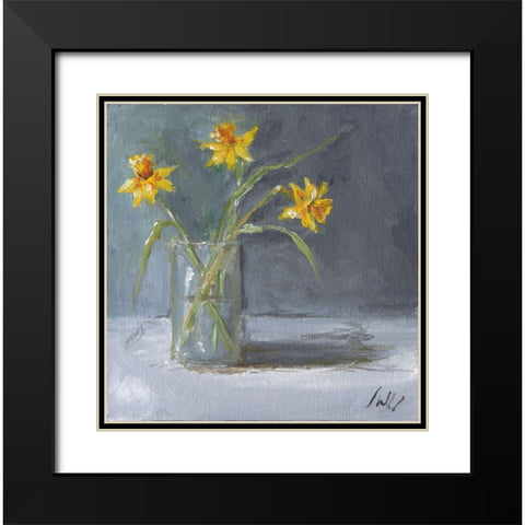 Daffodils Black Modern Wood Framed Art Print with Double Matting by Strong, Molly Susan