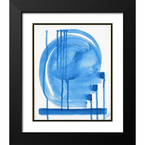 Blue Abstract Black Modern Wood Framed Art Print with Double Matting by Strong, Molly Susan