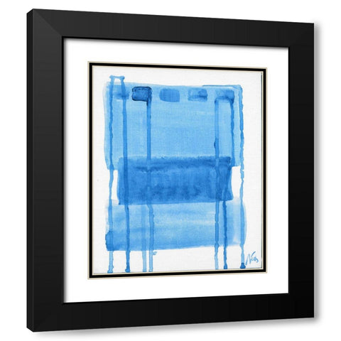Blue Abstract III Black Modern Wood Framed Art Print with Double Matting by Strong, Molly Susan