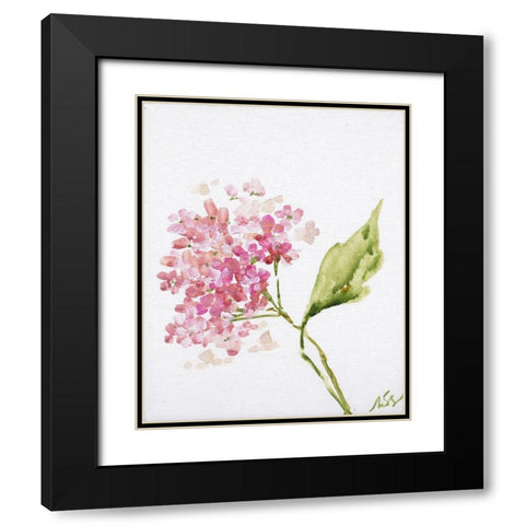 Pink Blossoms Black Modern Wood Framed Art Print with Double Matting by Strong, Molly Susan