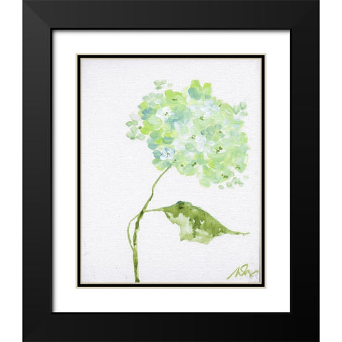 Green Blossoms Black Modern Wood Framed Art Print with Double Matting by Strong, Molly Susan