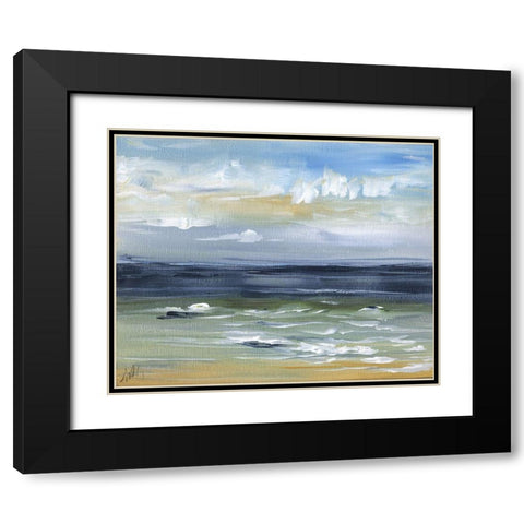 Oceanscape Black Modern Wood Framed Art Print with Double Matting by Strong, Molly Susan