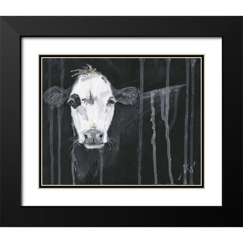 Cow Black Modern Wood Framed Art Print with Double Matting by Strong, Molly Susan