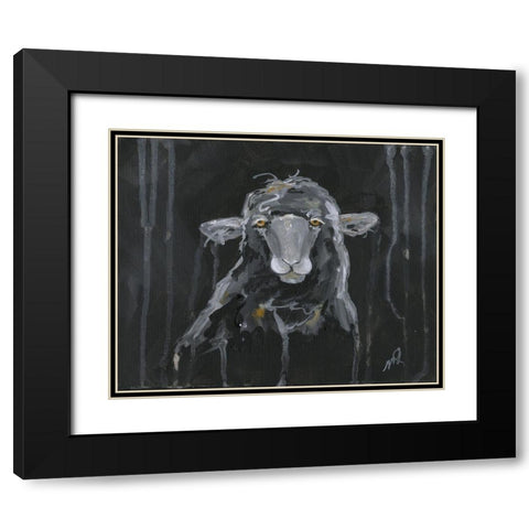 Sheep Black Modern Wood Framed Art Print with Double Matting by Strong, Molly Susan