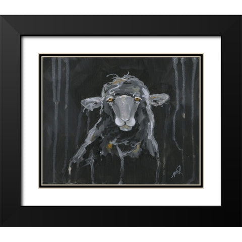 Sheep Black Modern Wood Framed Art Print with Double Matting by Strong, Molly Susan