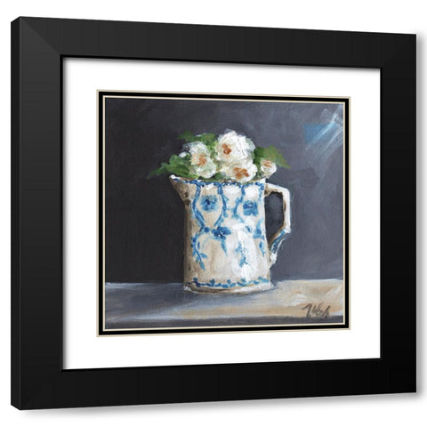 Tea Roses Black Modern Wood Framed Art Print with Double Matting by Strong, Molly Susan