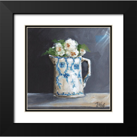 Tea Roses Black Modern Wood Framed Art Print with Double Matting by Strong, Molly Susan