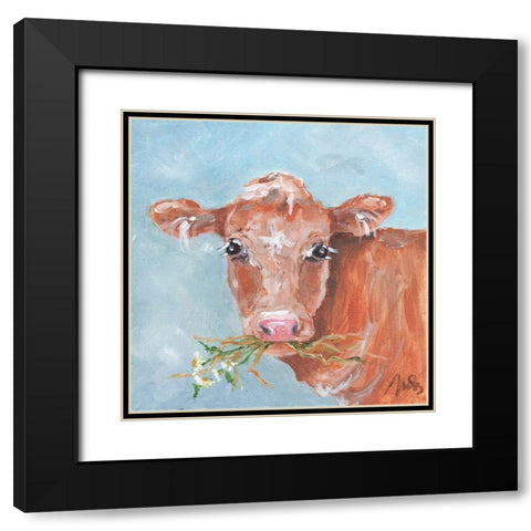 Daisy Black Modern Wood Framed Art Print with Double Matting by Strong, Molly Susan