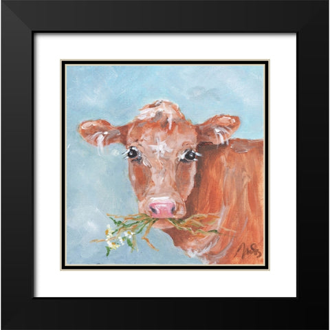 Daisy Black Modern Wood Framed Art Print with Double Matting by Strong, Molly Susan