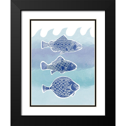 Three Fish Black Modern Wood Framed Art Print with Double Matting by Rupp, Mariah
