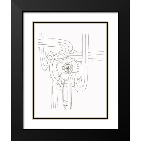 Flowerlines Black Modern Wood Framed Art Print with Double Matting by Rupp, Mariah
