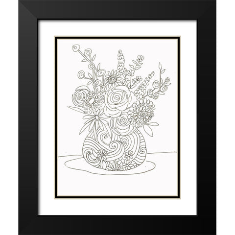 Line Bouquet Black Modern Wood Framed Art Print with Double Matting by Rupp, Mariah