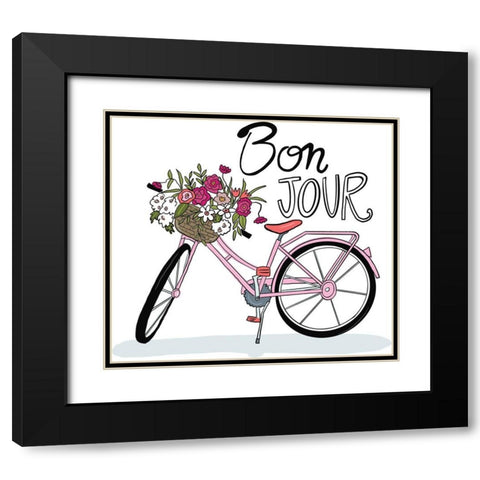 Bon Jour Black Modern Wood Framed Art Print with Double Matting by Rupp, Mariah