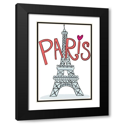 Paris Eiffel Black Modern Wood Framed Art Print with Double Matting by Rupp, Mariah