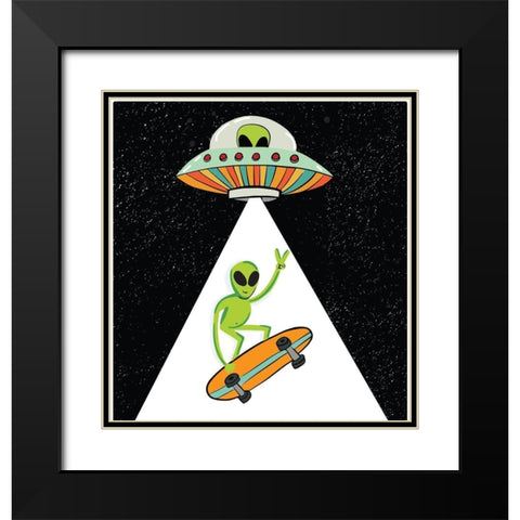UFO Alien Black Modern Wood Framed Art Print with Double Matting by Rupp, Mariah