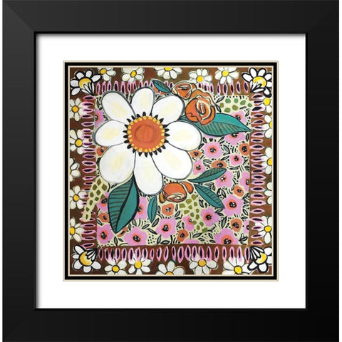 Floral Square Black Modern Wood Framed Art Print with Double Matting by Rupp, Mariah
