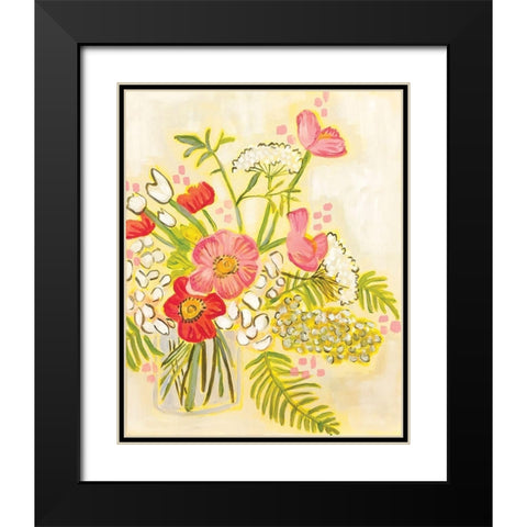 Flowers on White Black Modern Wood Framed Art Print with Double Matting by Rupp, Mariah