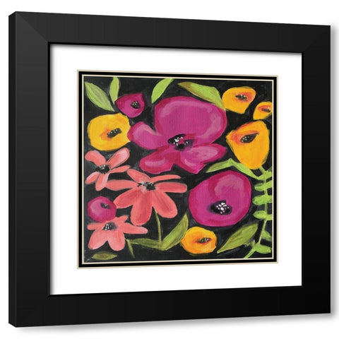 Flowers on Black Black Modern Wood Framed Art Print with Double Matting by Rupp, Mariah