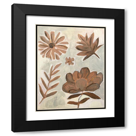 Brown Flowers Black Modern Wood Framed Art Print with Double Matting by Rupp, Mariah