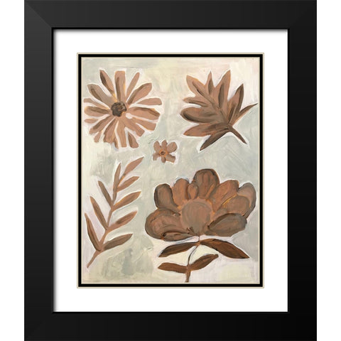 Brown Flowers Black Modern Wood Framed Art Print with Double Matting by Rupp, Mariah