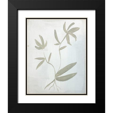 Leaves on White Black Modern Wood Framed Art Print with Double Matting by Rupp, Mariah