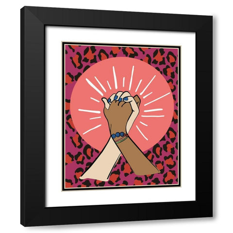 Hands Cheetah Black Modern Wood Framed Art Print with Double Matting by Rupp, Mariah