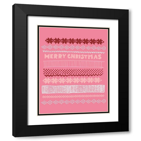 Merry Christmas Black Modern Wood Framed Art Print with Double Matting by Rupp, Mariah