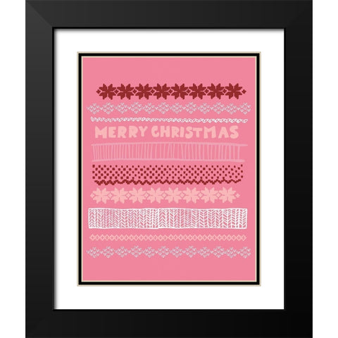 Merry Christmas Black Modern Wood Framed Art Print with Double Matting by Rupp, Mariah
