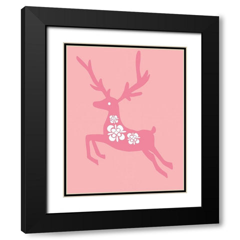 Blush Reindeer Black Modern Wood Framed Art Print with Double Matting by Rupp, Mariah
