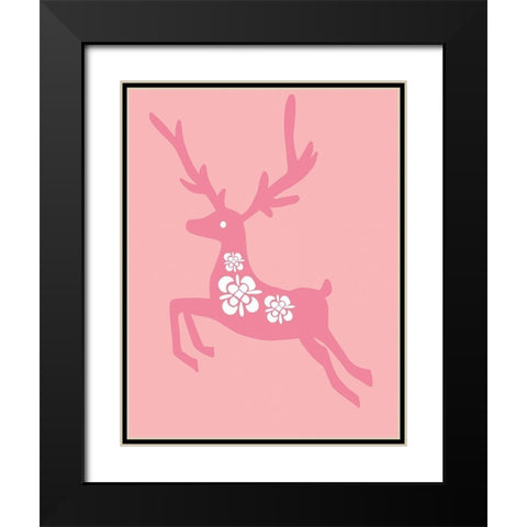 Blush Reindeer Black Modern Wood Framed Art Print with Double Matting by Rupp, Mariah