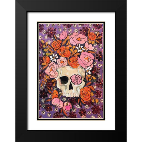 Sugar Skulls in Purple Black Modern Wood Framed Art Print with Double Matting by Rupp, Mariah