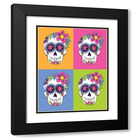 Sugar Skulls Black Modern Wood Framed Art Print with Double Matting by Rupp, Mariah